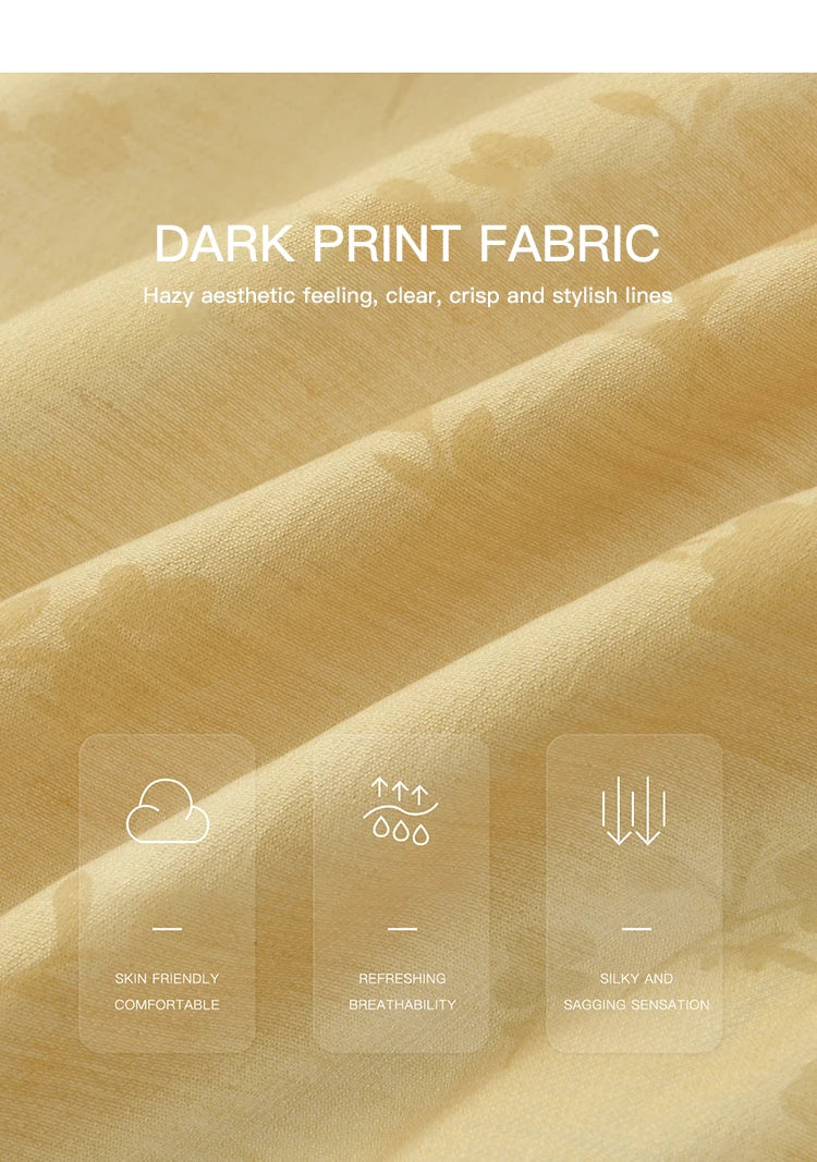 MISHOW Yellow Printing Dress for Woman 2025 Autumn Elegant Lace Lantern Sleeve Waist Slim Long Dress V-neck Dress MXE47L2527