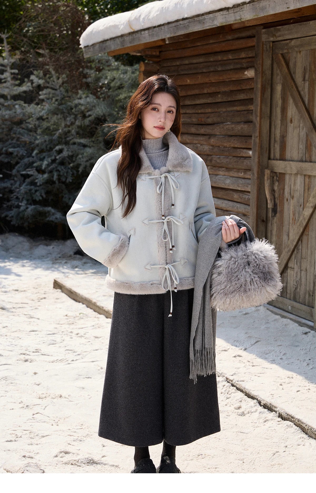 MISHOW Suede Imitation Mink Fur Coat Women Winter 2025 Retro Thick Plush Lace Up Coat Warm Lapel Jackets Office Lady MXE90W0921