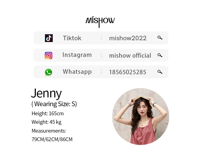 MISHOW French Red Stripe Tank Blouse Elastic Waist Skirt Separately Women 2024 Summer Slim Vacation Strap Waist Skirt MXD30X1631