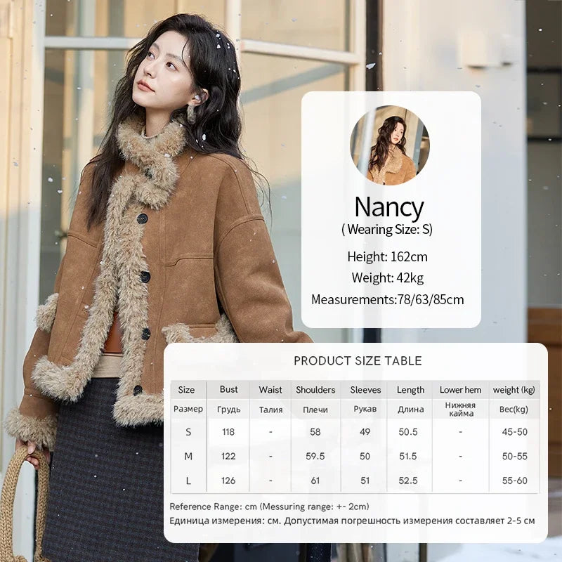 MISHOW American Vintage Faux Fur Jacket Women 2024 Winter Warm Thickened Turn Down Collar Fur One Reversible Jacket MXD55W0648