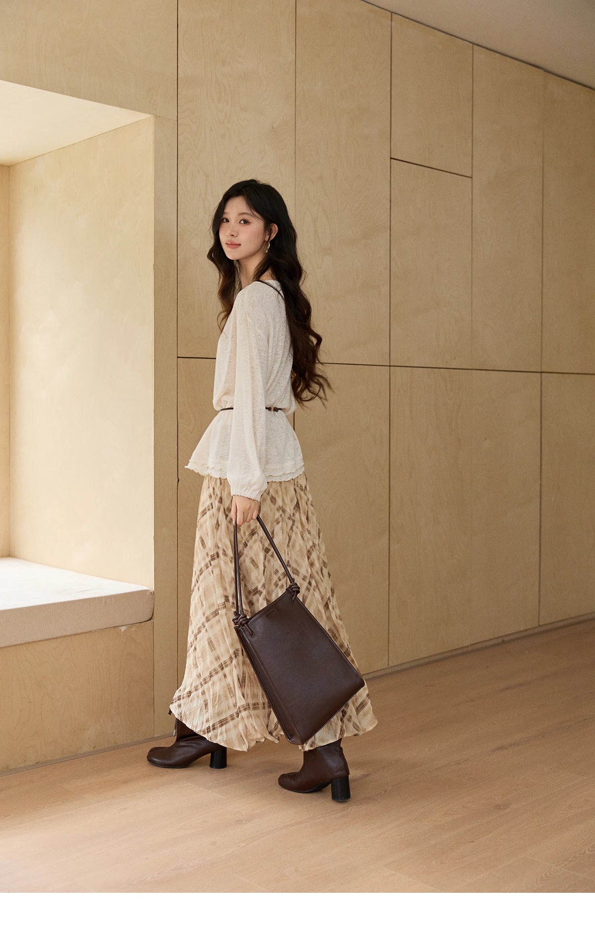 MISHOW Women's Lace Trim Boat Neck Knitted Tops with Belt 2026 Spring Micro Transparent Loose Casual Thin Sweater MXF13Z3002