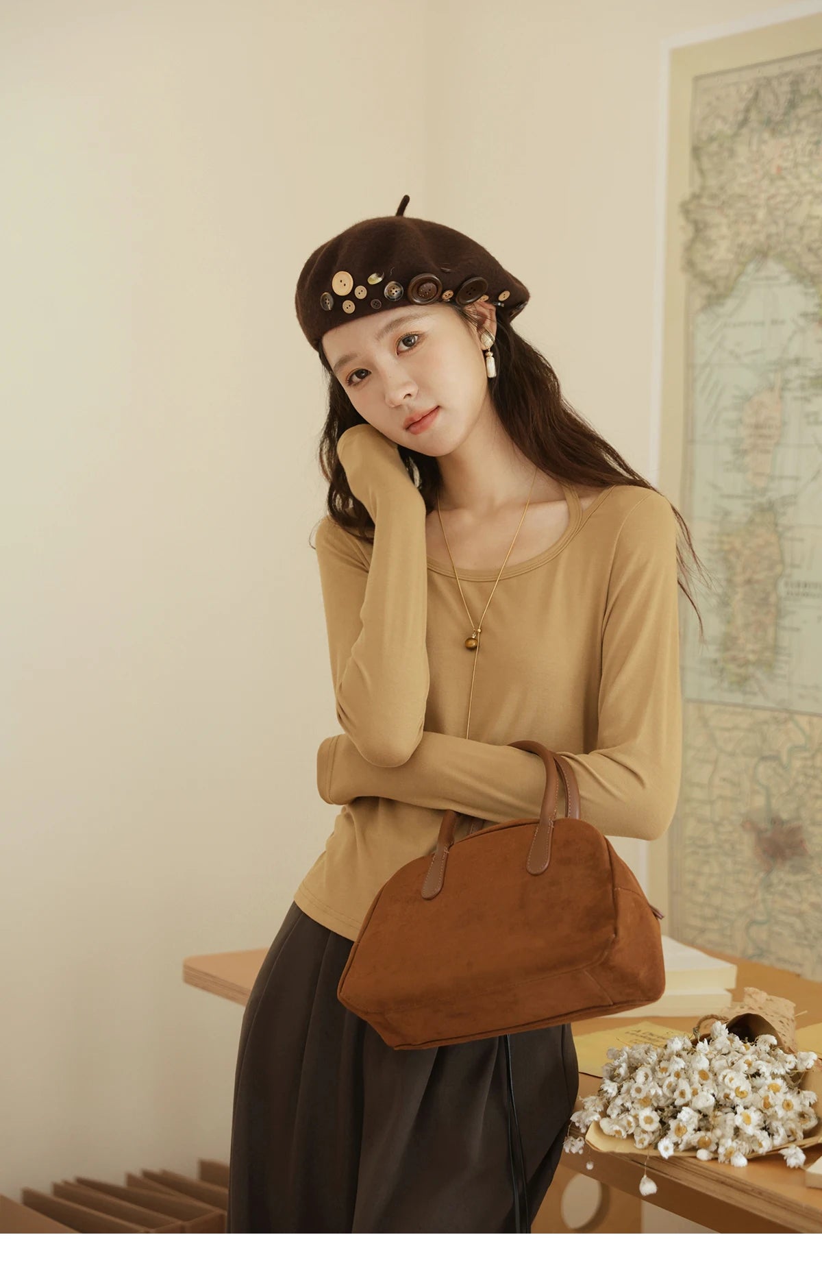 MISHOW Elastic Knitted T-shirts for Women Autumn 2025 Hanging Neck Strap Tees Pleated Waist Slim Long Sleeved Top MXE42T0720