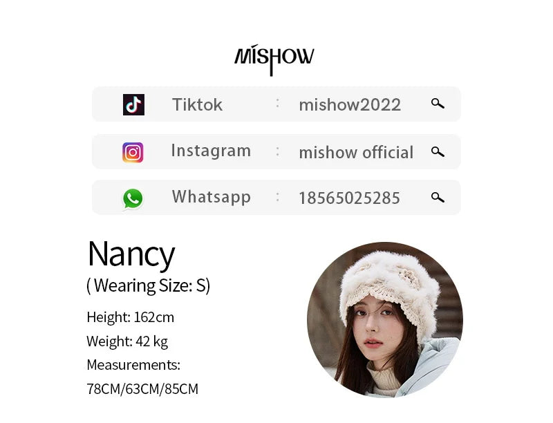 MISHOW Blue Down Coat Women 2025 Winter Fashion Elegant 90% White Duck Down Short Lightweight Puffer Jacket Warm MXE51Y0081