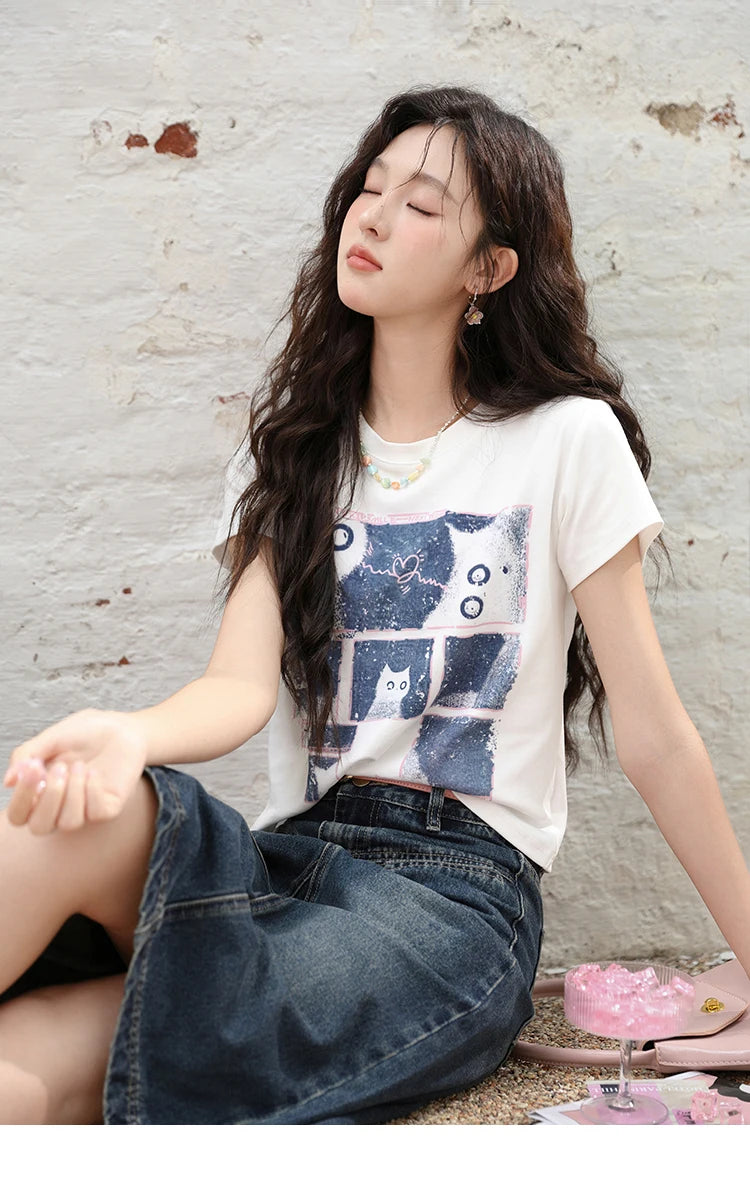 MISHOW Denim Fishtail Skirt 2024 Summer Retro Casual Love Embroidered Pockets Skirt A-line Umbrella Knee-Length Skirt MXD28B0414