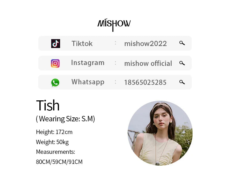 MISHOW Office Lady Summer Dress Women New 2025 Sleeveless Round Neck Drawstring Waist with Pockets Slim Dresses Woman MXE34L2228