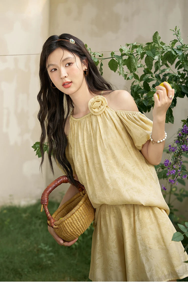 MISHOW Off Shoulder Sling Top Wide Leg Comfortable Casual Shorts Separately 2024 Summer Temperament Sweet Matching MXD24X1523