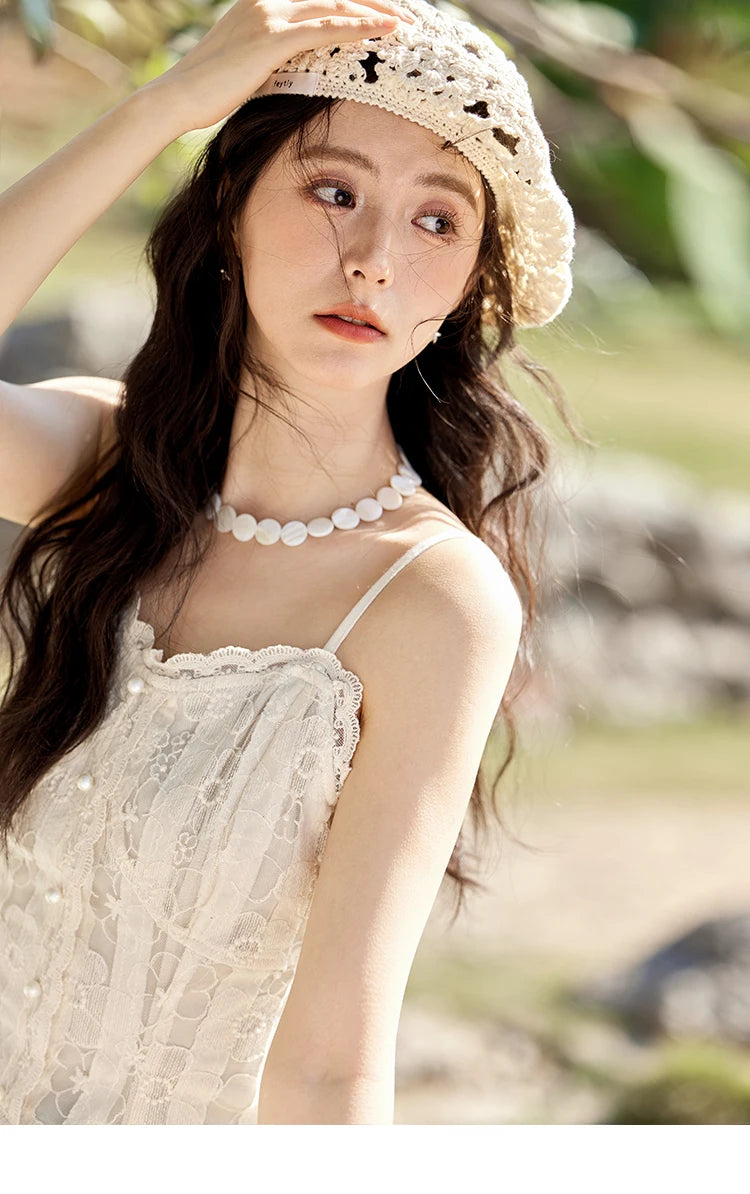 MISHOW Lace Embroidered Camisole for Women Spring 2025 Adjustable Shoulder Straps Slim Tank Top Sexy Sweet Camisole MXE13D0050