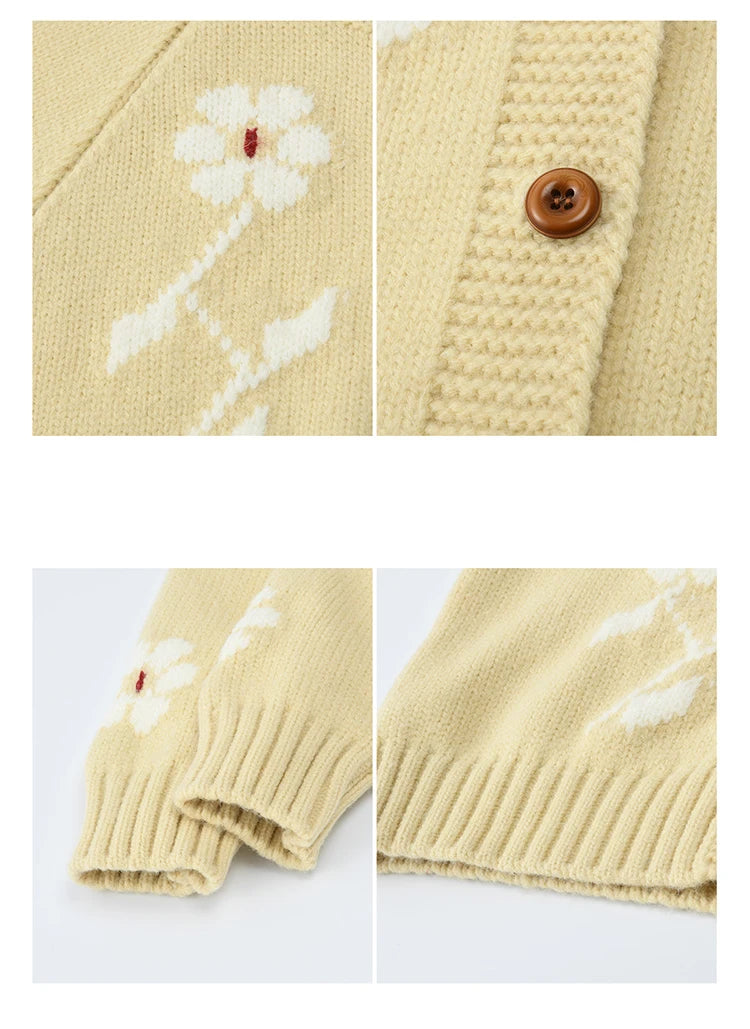 Mishow Yellow Floral Jacquard Retro Cardigan MXE86Z2738