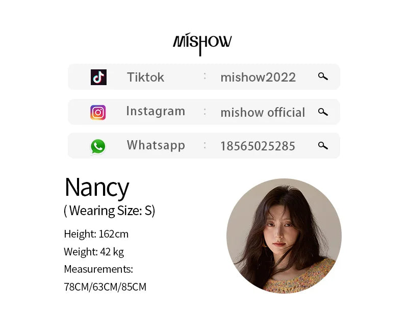 MISHOW Women's Retro Chic Knitted Top 2025 Autumn French Color Polka Dot Knitted Round Neck Curved Hem Thin Sweaters MXE43Z1343