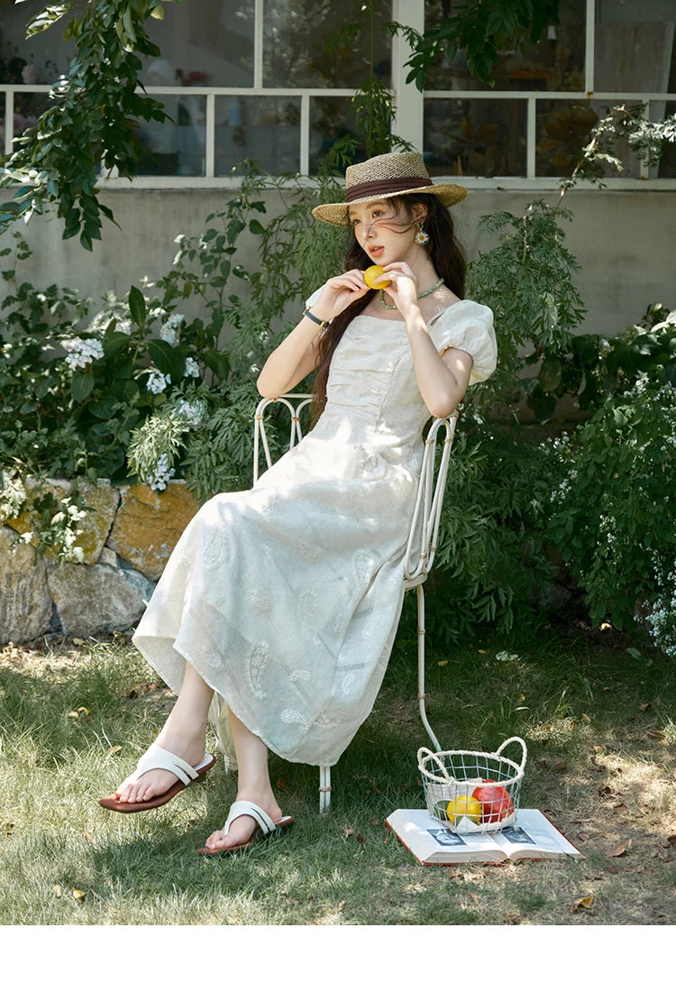 MISHOW Women's Puff Sleeve Dress 2025 Summer Fashion Paisley Embroidery Lady Pocket Dresses Vacation Women's Clothing MXE34L2265