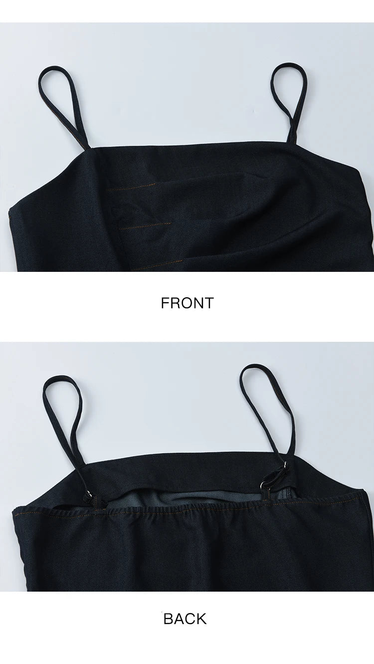 MISHOW Imitation Denim Casual Camisole Desses for Women Autumn 2025 Solid Lace-up Cardigan Separately (Not A Set) MXE41T0693