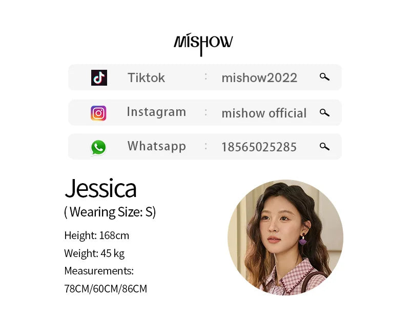 MISHOW Purple Plaid Shirt for Women Autumn 2025 Contrasting Embroidery Irregular Placket Shirt with Pocket Casual Top MXE44C2394