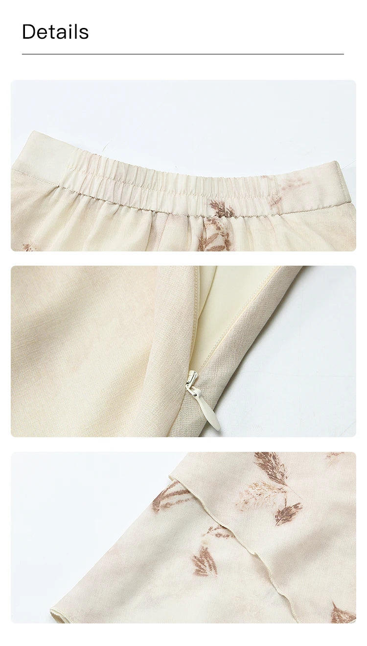 MISHOW Long Flowy Skirt for Women 2024 Spring Irregular High Waist A-Line Print Beach Zipper Skirts Woman Clothing MXD11B0215