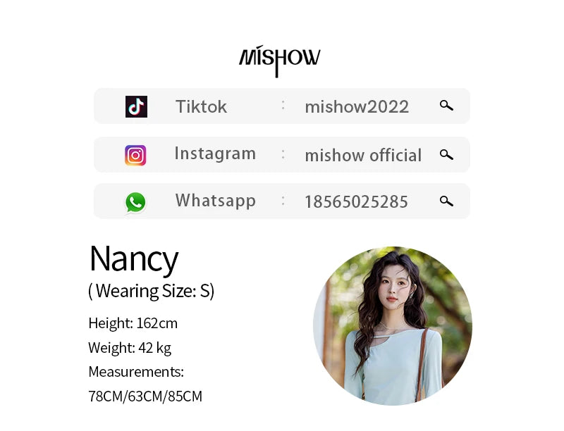 MISHOW Women's Knitted Long Sleeved T-shirt 2025 Spring Outfit Irregular Hollow Neck Tees Slim Solid Color Casual Top MXE13Z1116