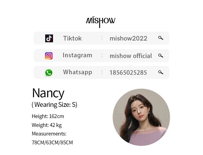 MISHOW Women's Mesh Wool Lace Polka Dot Splicing Tops 2026 Spring Boat Neck Slim Belt Twist Casual Solid T-Shirts MXF13Z3001