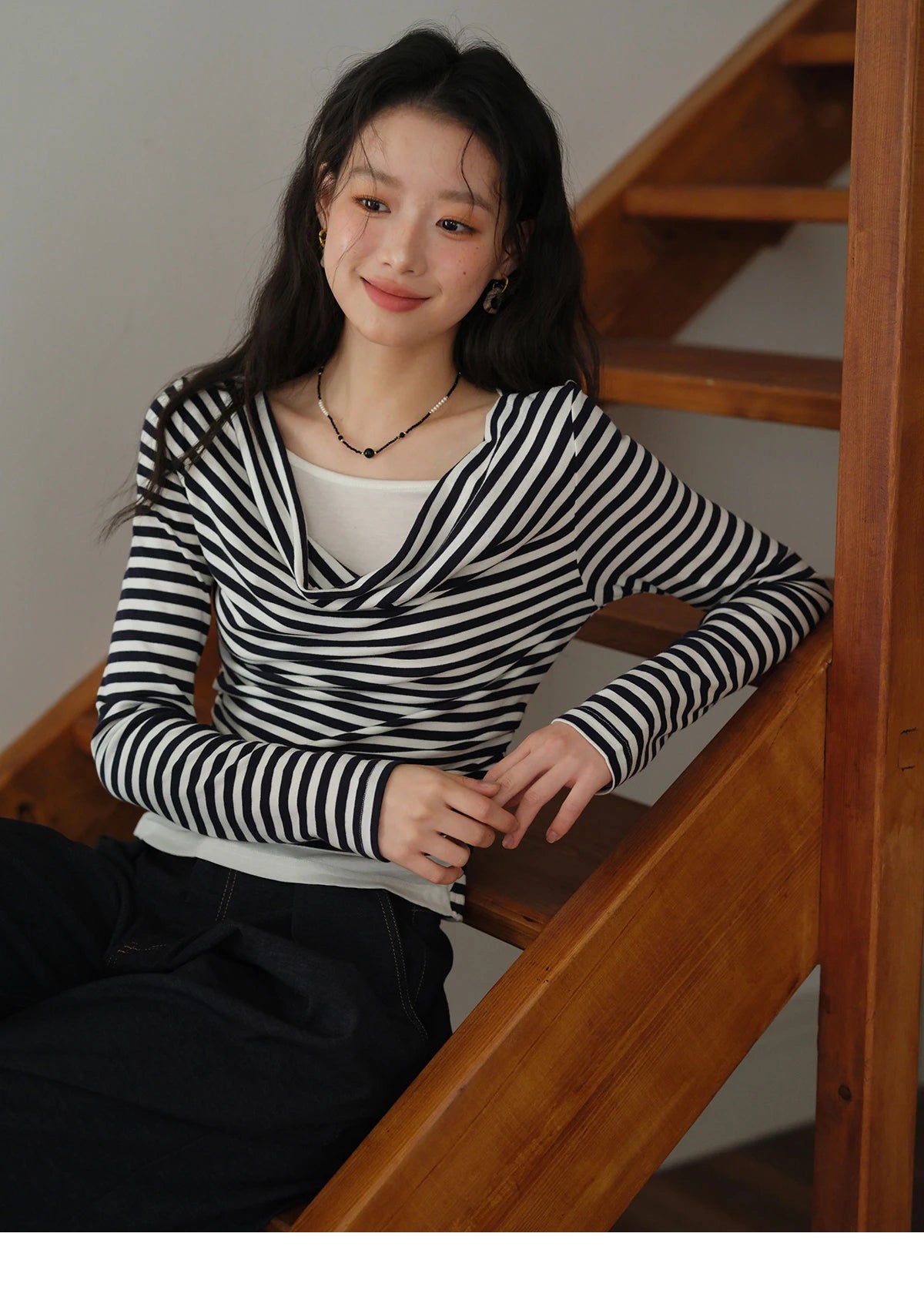 MISHOW Multi Colored Fake Two-piece Knitted Sweater 2025 Autumn Swinging Collar Casual Tops Contrasting Waist Top MXE42Z1341