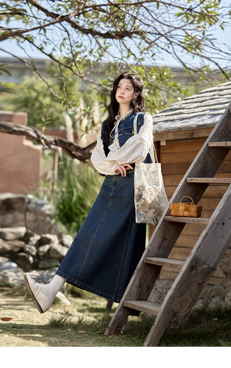 MISHOW Office Lady Spring Vest Female New Sleeveless Round Neck Raw Edge Denim Vests Women Fashion Retro Coat Woman MXE12W0710