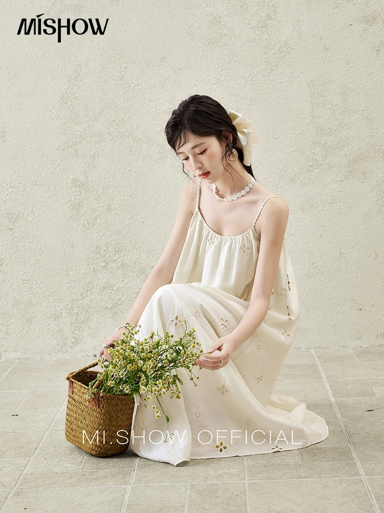 MISHOW Elegant Summer Camisole Dress Women 2025 New Sleeveless Hollow Embroidery Slim Dresses Female Fashion Romantic MXE15L2142