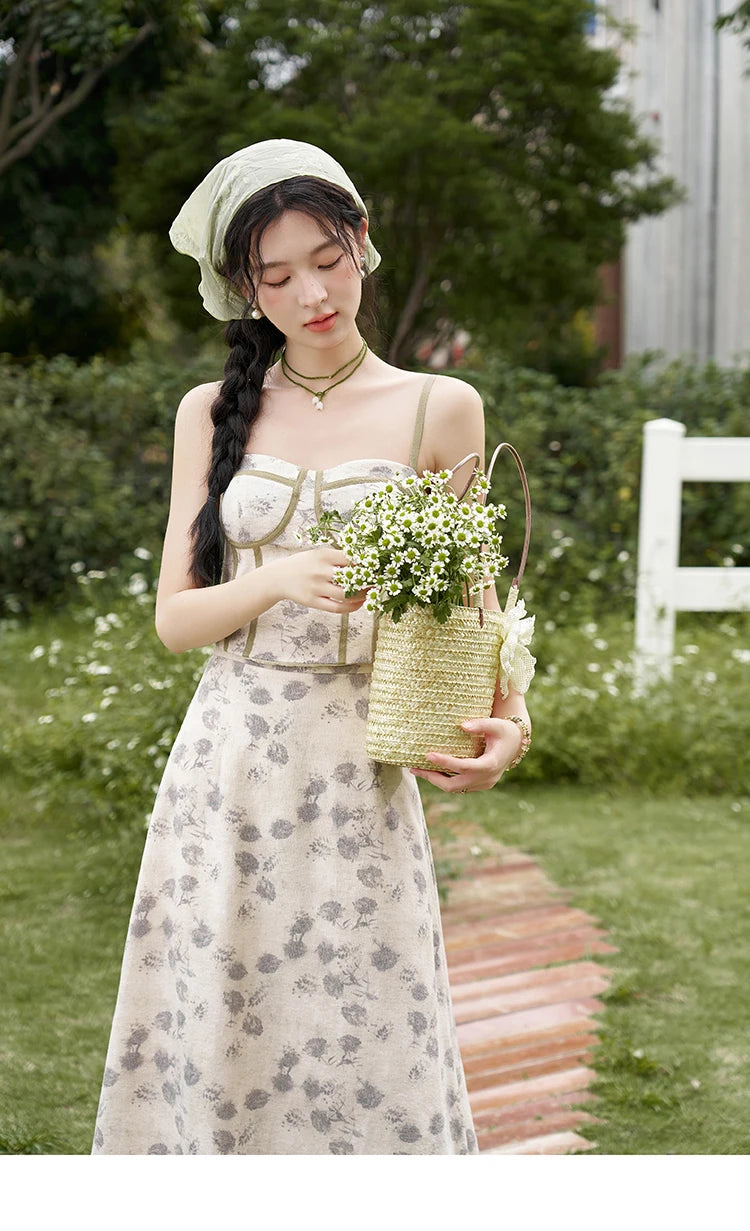 MISHOW Floral Camisole Skirt Separately Summer Adjustable Shoulder Straps Sleeveless Top Back Elastic Waist Skirts MXD14D0026