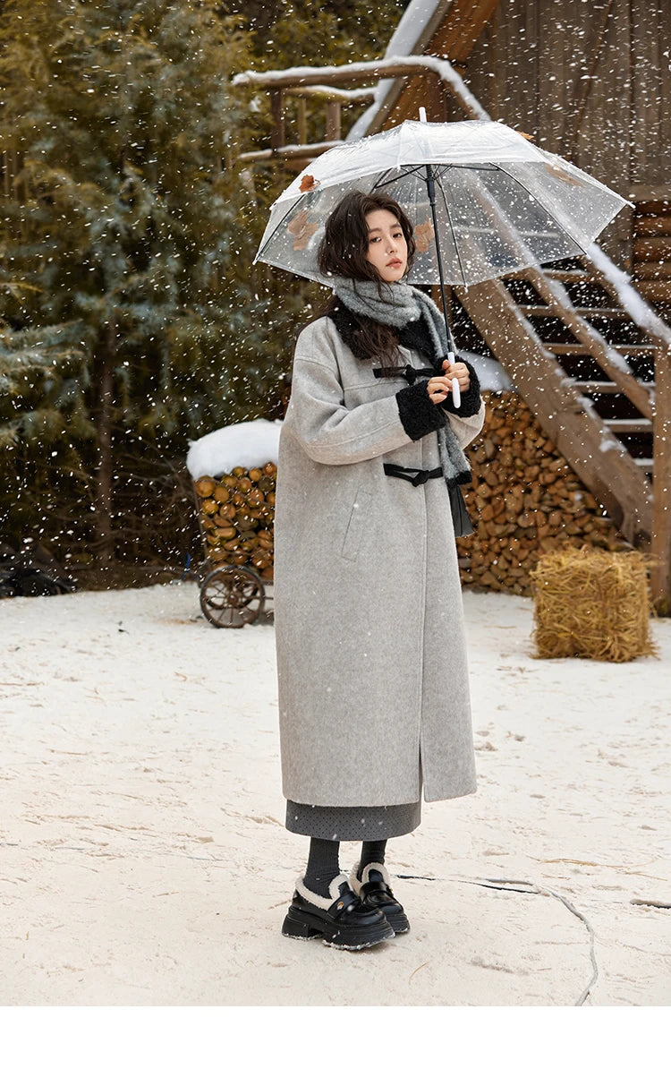 MISHOW High Waist Vintage Wave Point Split Skirts Straight Thickened Warm Zipper Design A-LINE Midi Skirts Versatile MXD58B0630