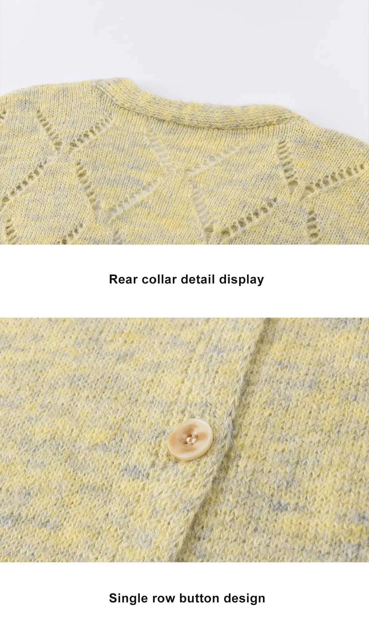 MISHOW Women's Marled Yellow Mohair Knit Cardigan 2026 Spring V-Neck Flare Sleeve Cardigans Casual Loose Sweater MXF108Z1021