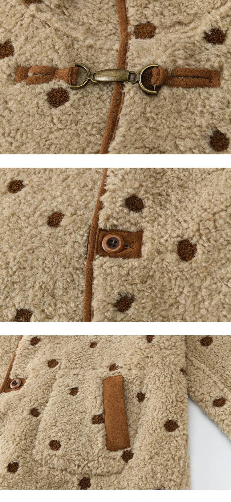 MISHOW Women's Brown Reversible Shearling Coat 2025 Winter Suede Polka Dot Lapel Coats Fleece Thick Warm Short Jacket MXE93W1012