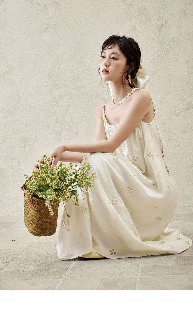 MISHOW Elegant Summer Camisole Dress Women 2025 New Sleeveless Hollow Embroidery Slim Dresses Female Fashion Romantic MXE15L2142