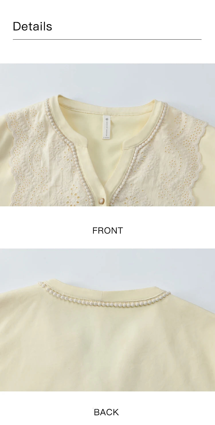 MISHOW Women's French V-neck Blouse Lace Lantern Sleeve Long-sleeved Blouses 2024 Fall Tie Drawstring Waist Slim Tops MXD45X1660