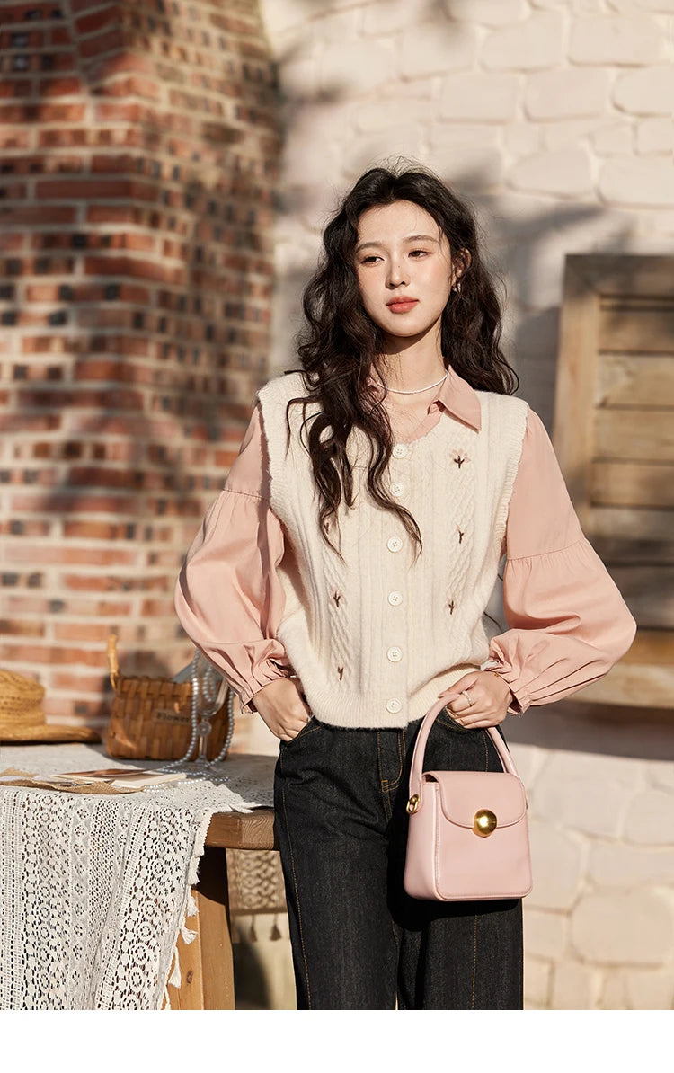 MISHOW French Polo Neck Long Sleeve Shirt Women's Spring Summer 2025 Elegant Sweet Cute Casual Tops Solid Shirts MXE11C0388