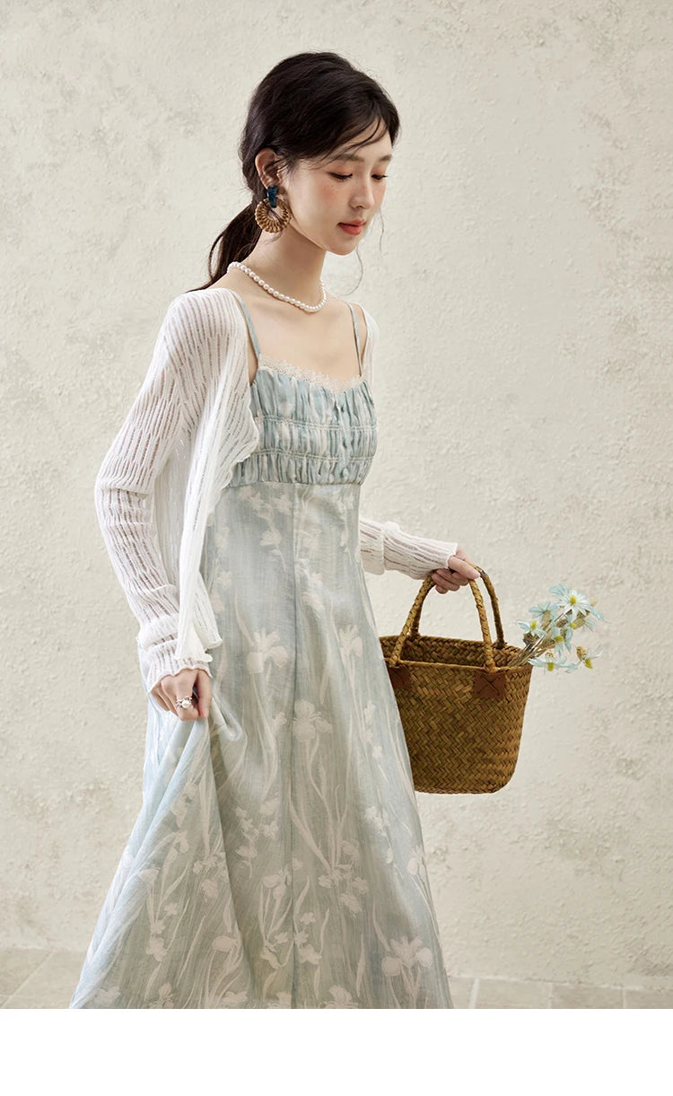 MISHOW Print Spring Summer Suspender Dress Women 2025 Square Collar Sleeveless Korean Dresses Lady New Fashion Slim MXE16L2127