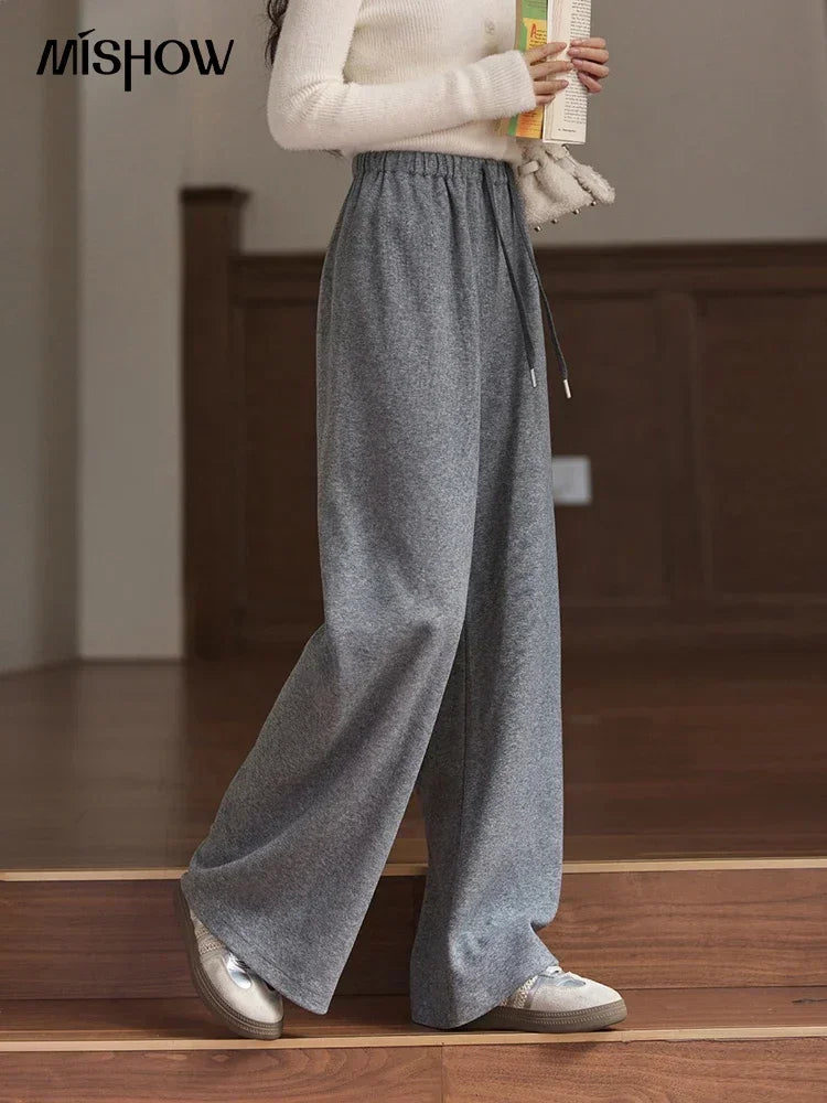 MISHOW Wide Legged Pants Women's Casual Versatile Long Pants 2025 Fall Winter New Korean High-waist Thin Pants MXD34K0824