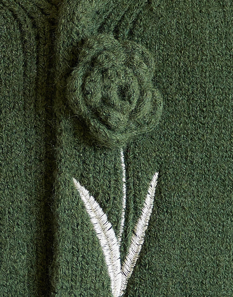 MISHOW Cardigan V-neck Women Three-Dimensional Flowers 2024 Fall Gentle Soft Knitted Sweaters Women Short Tops MXD36Z0894