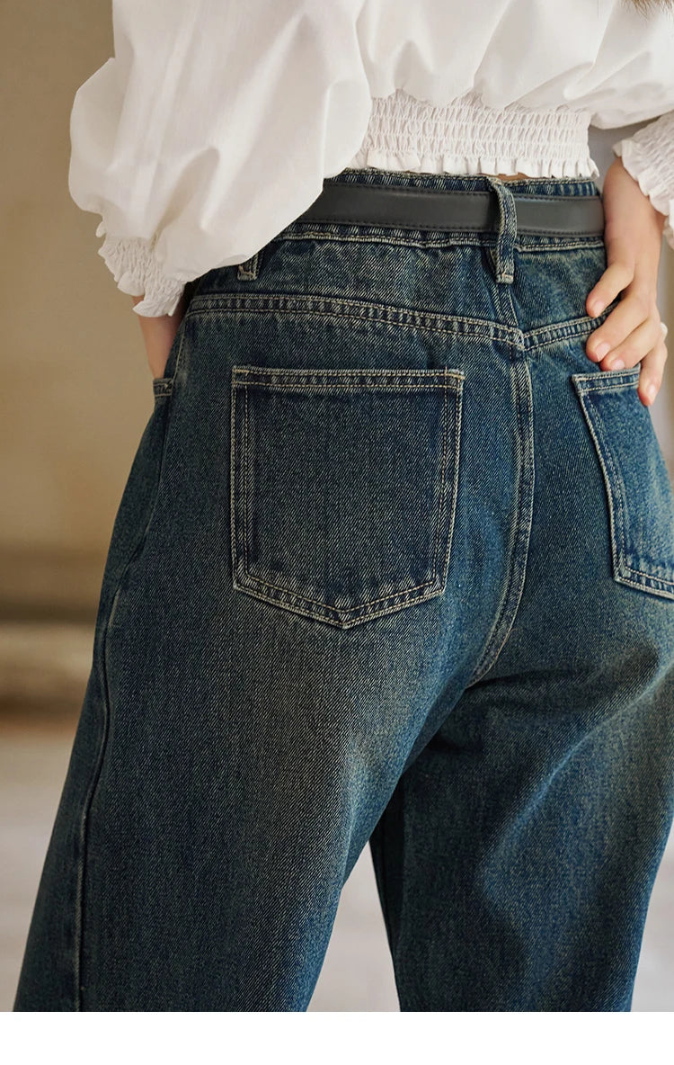 MISHOW American Retro Wide Leg Jeans Spring High Waist Slim Cotton Elastic Denim Straight Trouser Hem Tassels Pants MXD12K0538