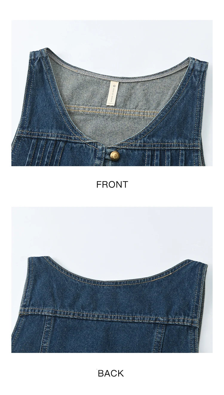 MISHOW Retro Denim Vest Coat for Women Spring Summer 2025 Deep Blue V-neck Short Versatile Outer Outfit U-neck Ccoats MXE16W0750