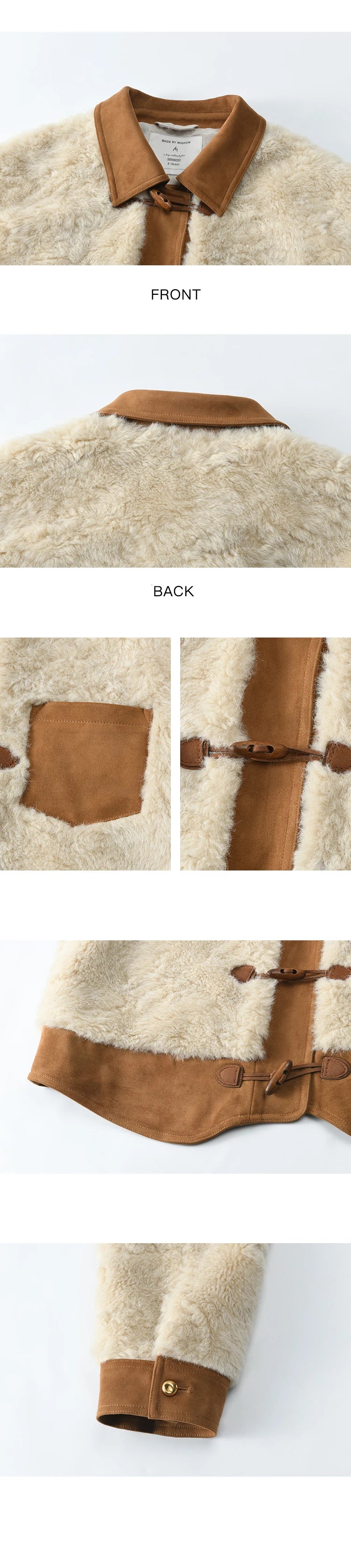 MISHOW Lamb Wool Short Jacket Women Ox Horn Button 2024 Fall Winter New Fashion Warm Loose Splicing Suede Top MXD36W0504