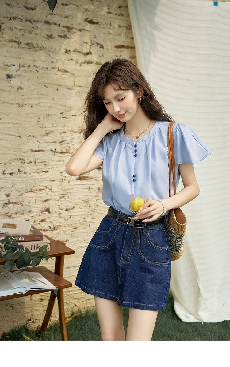 MISHOW High Waisted Denim Skirts for Women 2024 Summer New Fashion Simple Versatile Female Korean Style Chic Skirt MXD23B0366