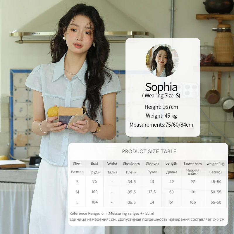 MISHOW Women's Turn-down Collar Button Casual Shirt 2025 Summer New Ladies Wear Edge Splicing Commut Short Sleeve Top MXE39C2363