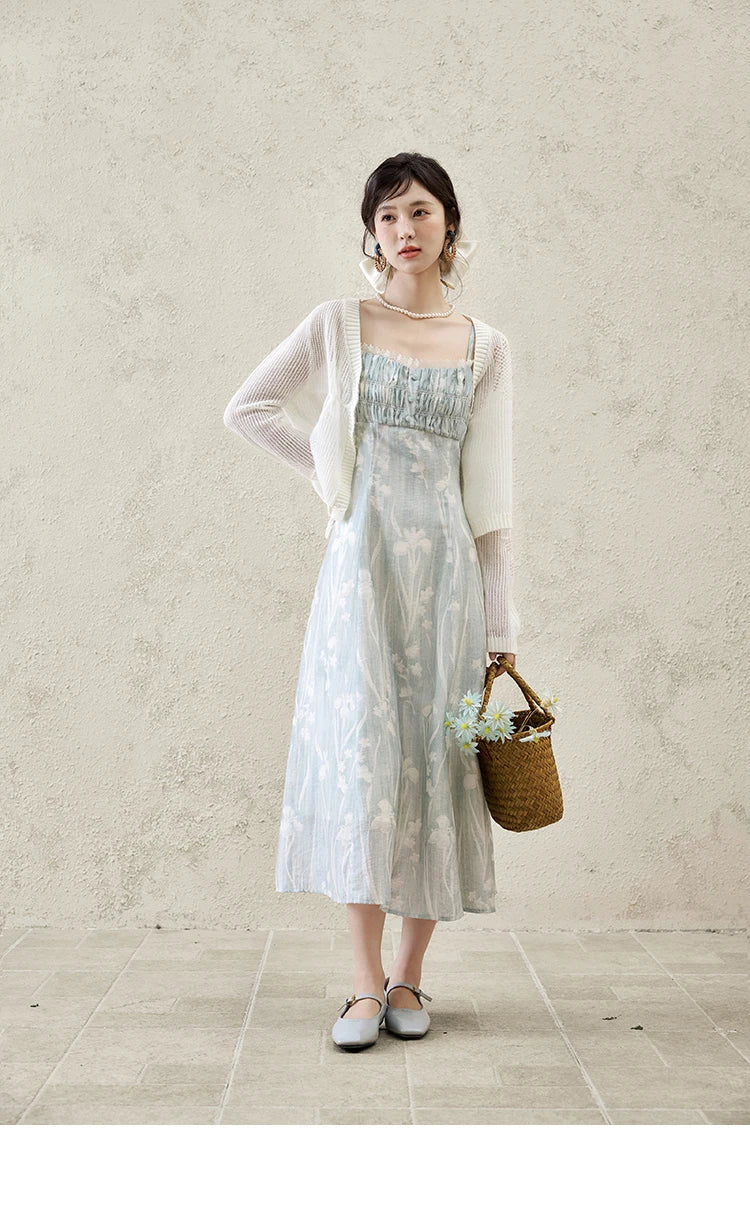 MISHOW Print Spring Summer Suspender Dress Women 2025 Square Collar Sleeveless Korean Dresses Lady New Fashion Slim MXE16L2127