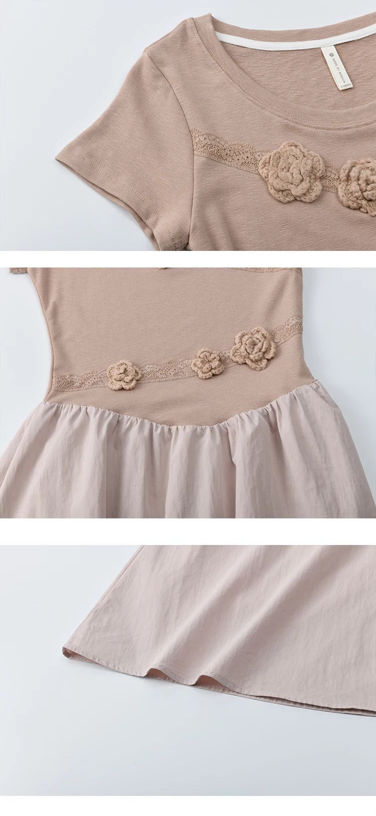 MISHOW Woven Patchwork Knitted Dress Female Summer 2025 French Waist Slim Long Dress Pink Round Neck Elegnat Dresses MXE36L2247