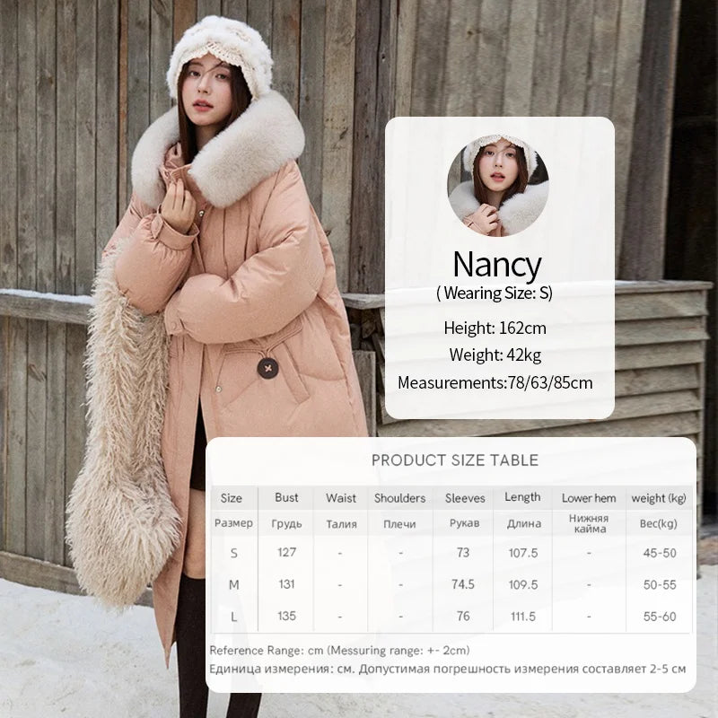 MISHOW Fox Fur Collar Down Jacket for Women 2025 Winter Fashion 90% White Duck Down Thickened Coat Warm Long Coat MXE51Y0082