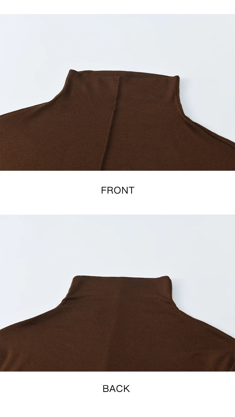 MISHOW Knitted Tops for Women 2025 Autumn New Apricot Stand Collar Long Sleeves Slim Fit with Detachable Cuffs Tops MXE49Z2532