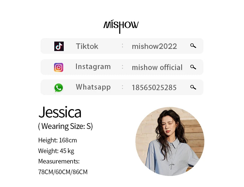 MISHOW Women's 100 Cotton Blue Shirt Spring 2025 Hem Lace Shirt Lapel Collar Commute Top Casual Solid Loose Shirts MXE12C0410