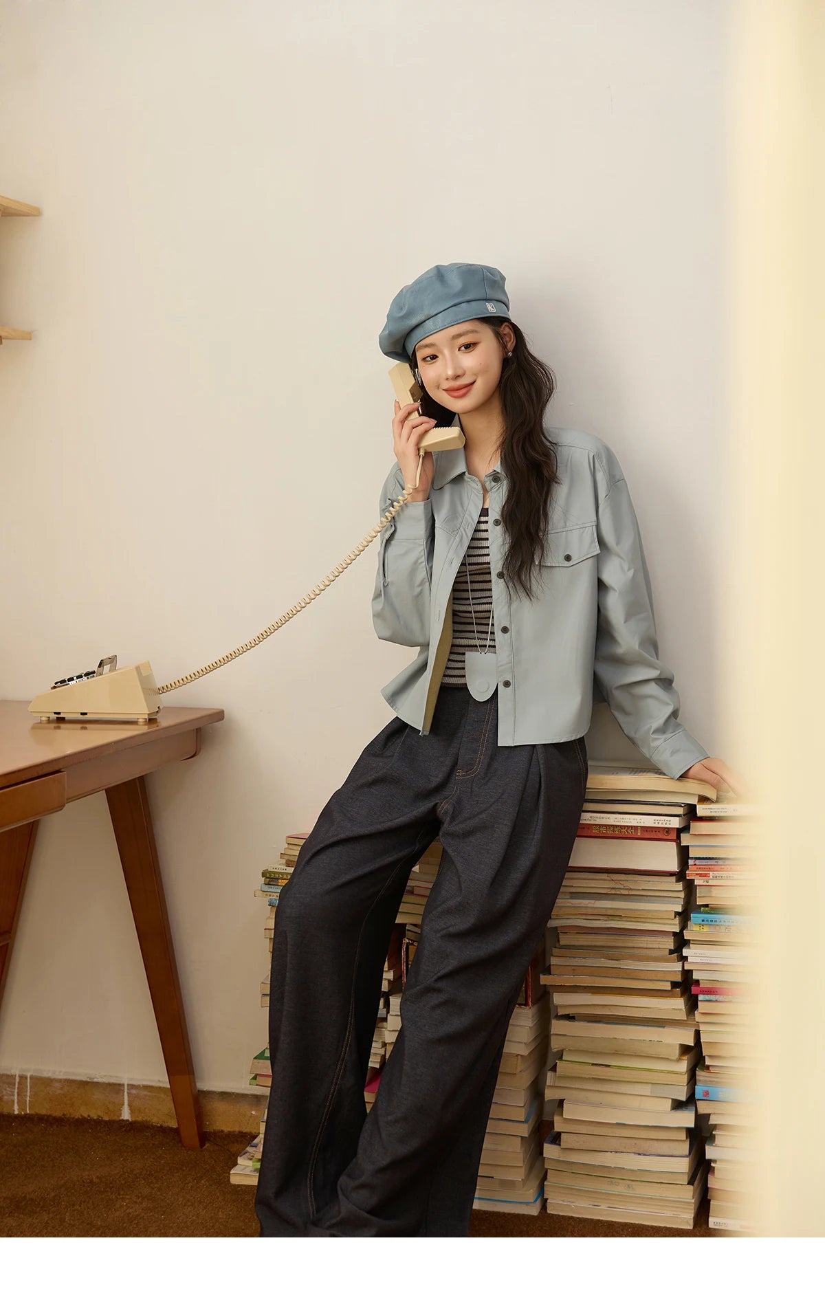 MISHOW Women's Two-Piece Set 2025 Autumn Vintage Striped Vest Solid Turn Down Collar Jacket Commute with Pendant Sets MXE45T1396