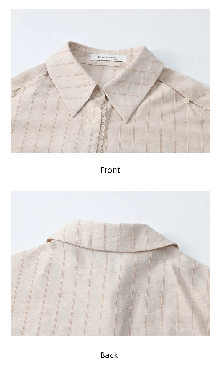 MISHOW Office Lady Summer Blouses Women 2025 New Striped Long Sleeve Turn-down Collar Shirt Female Fashion Loose Tops MXE33C0772
