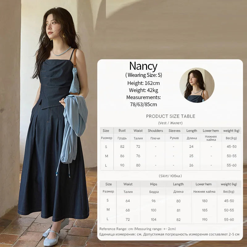 MISHOW Imitation Denim Casual Camisole Desses for Women Autumn 2025 Solid Lace-up Cardigan Separately (Not A Set) MXE41T0693