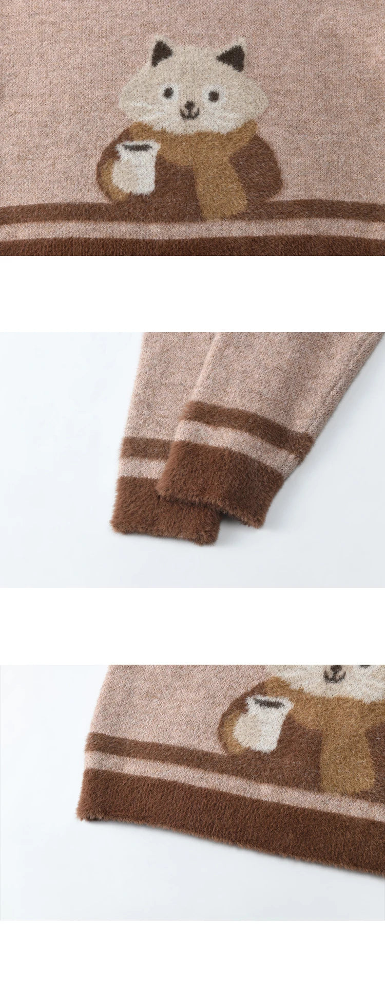 MISHOW Faux Sable Sweater Women 2024 Autumn Winter Sweet Gentle Loose Basic Soft Cartoon O-Neck Long Sleeve Pullovers MXD45Z0860