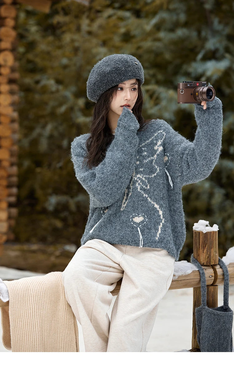 Mishow Butterfly Color Clash Wool Pullover MXD57Z1016