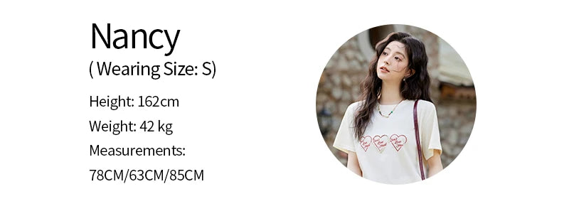 Mishow Apricot Heart Print Positive Shoulder Tee MXE11T0491