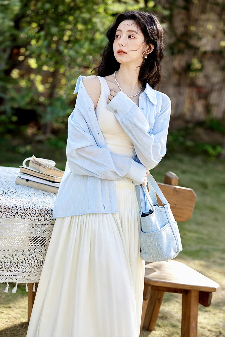 MISHOW Casual Versatile Skirt Women 2025 Spring Solid New A-line Slim Long Skirts Female Fashion High Waist Clothing MXE12B0663