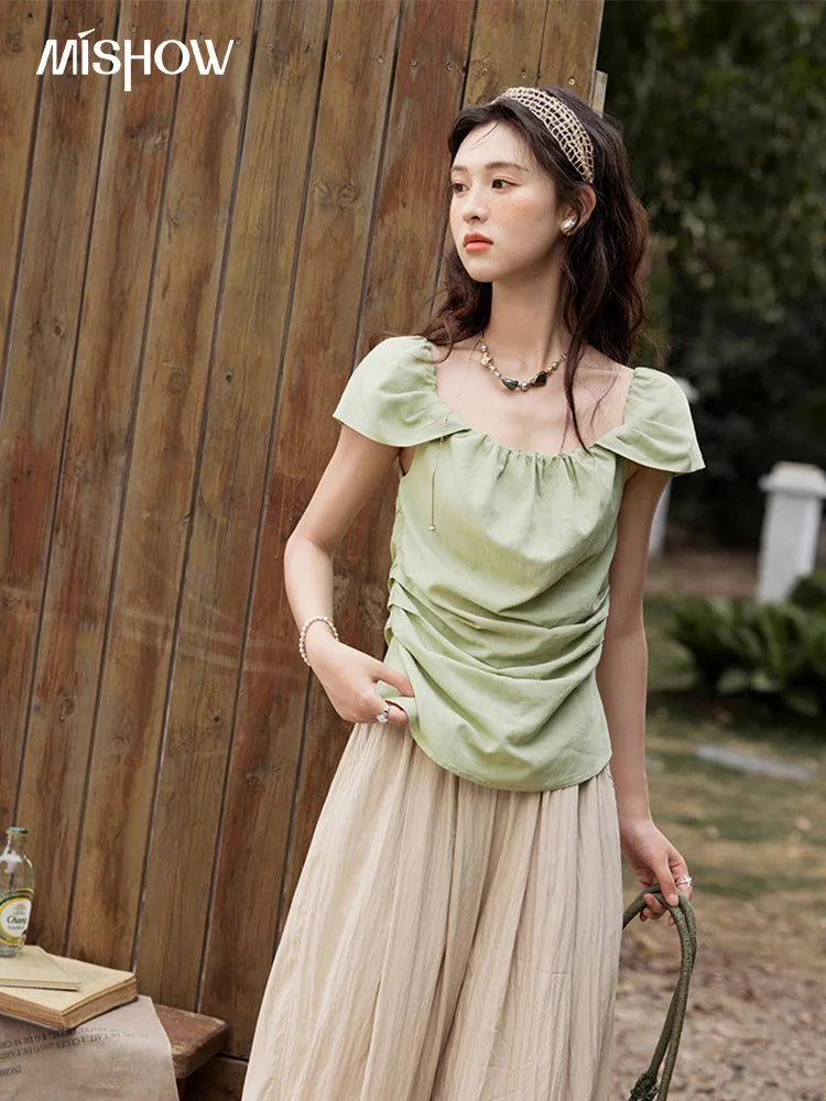 MISHOW Office Lady Summer Pants Women New 2025 Solid Loose High Waist Elastic Wide Cool Wide Leg Pant Female Slimming MXE31K0920